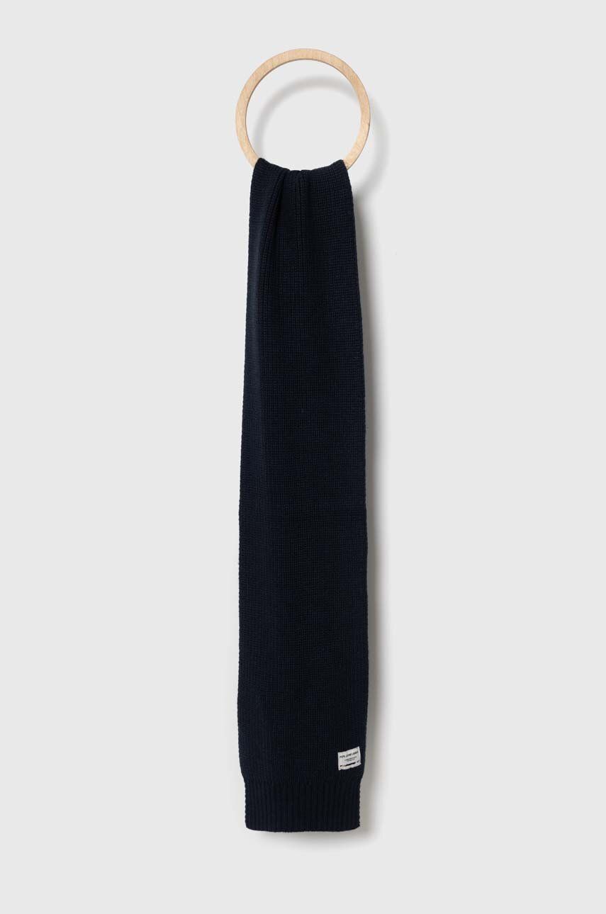 Pepe Jeans esarfa din amestec de lana Griffin culoarea albastru marin, neted Pepe Jeans esarfa din amestec de lana Griffin culoarea albastru marin, neted