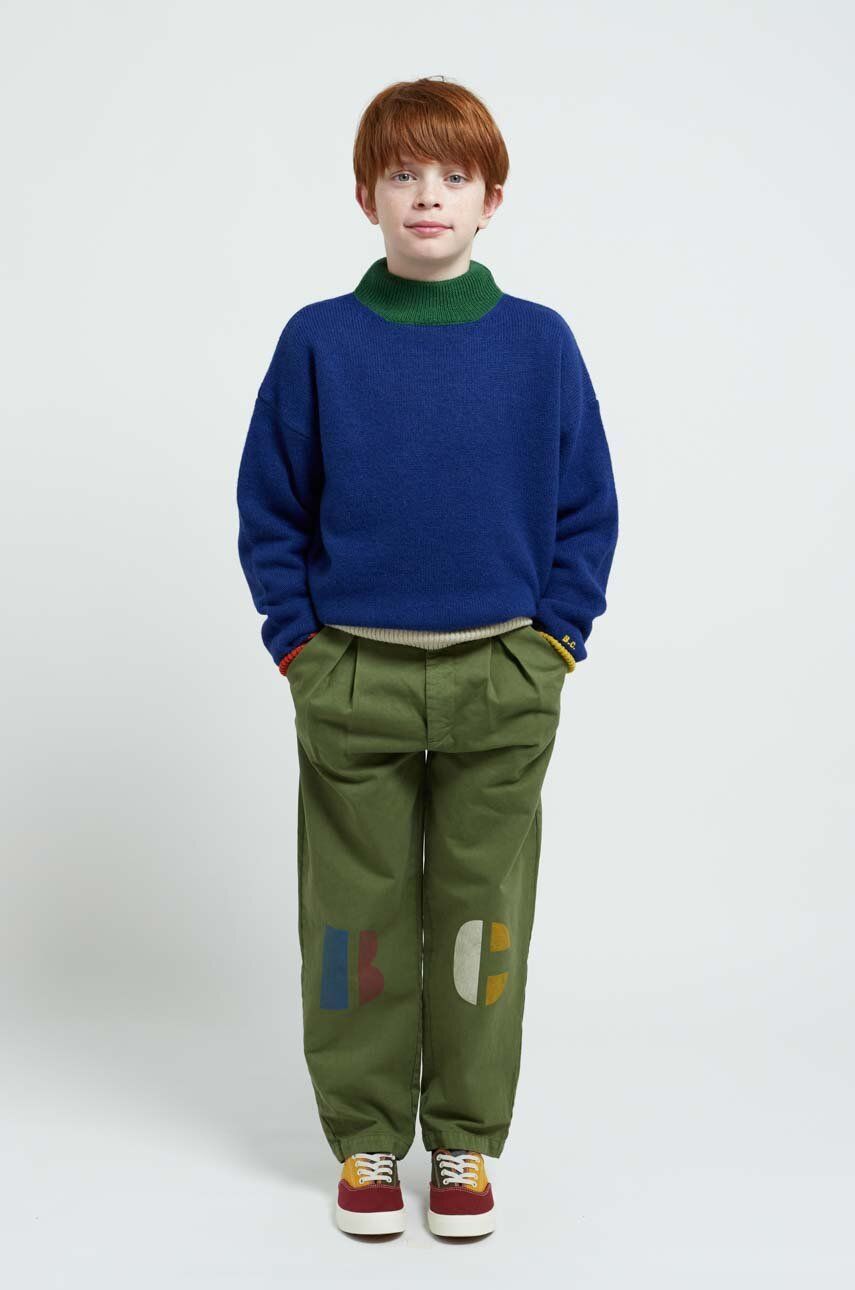 Bobo Choses pantaloni de bumbac pentru copii culoarea verde, cu imprimeu Bobo Choses pantaloni de bumbac pentru copii culoarea verde, cu imprimeu