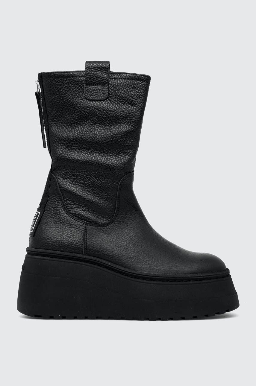 Steve Madden cizme de piele Pointer femei, culoarea negru, toc pana, SM11002058 Steve Madden cizme de piele Pointer femei, culoarea negru, toc pana, SM11002058
