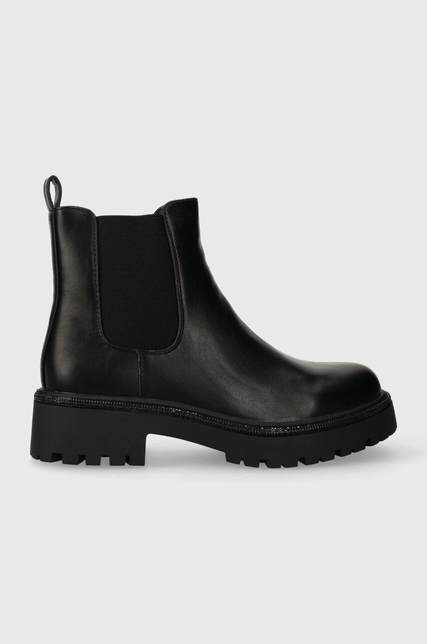 Answear Lab botine femei, culoarea negru, cu toc plat, izolare usoara Answear Lab botine femei, culoarea negru, cu toc plat, izolare usoara