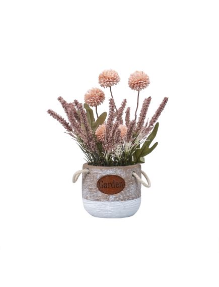 Aranjament floral, in ghiveci din ceramica, H27 crizantema si lavanda, culoare somon / ZTS 8054 Engros Aranjament floral, in ghiveci din ceramica, H27 crizantema si lavanda, culoare somon / ZTS 8054 Engros
