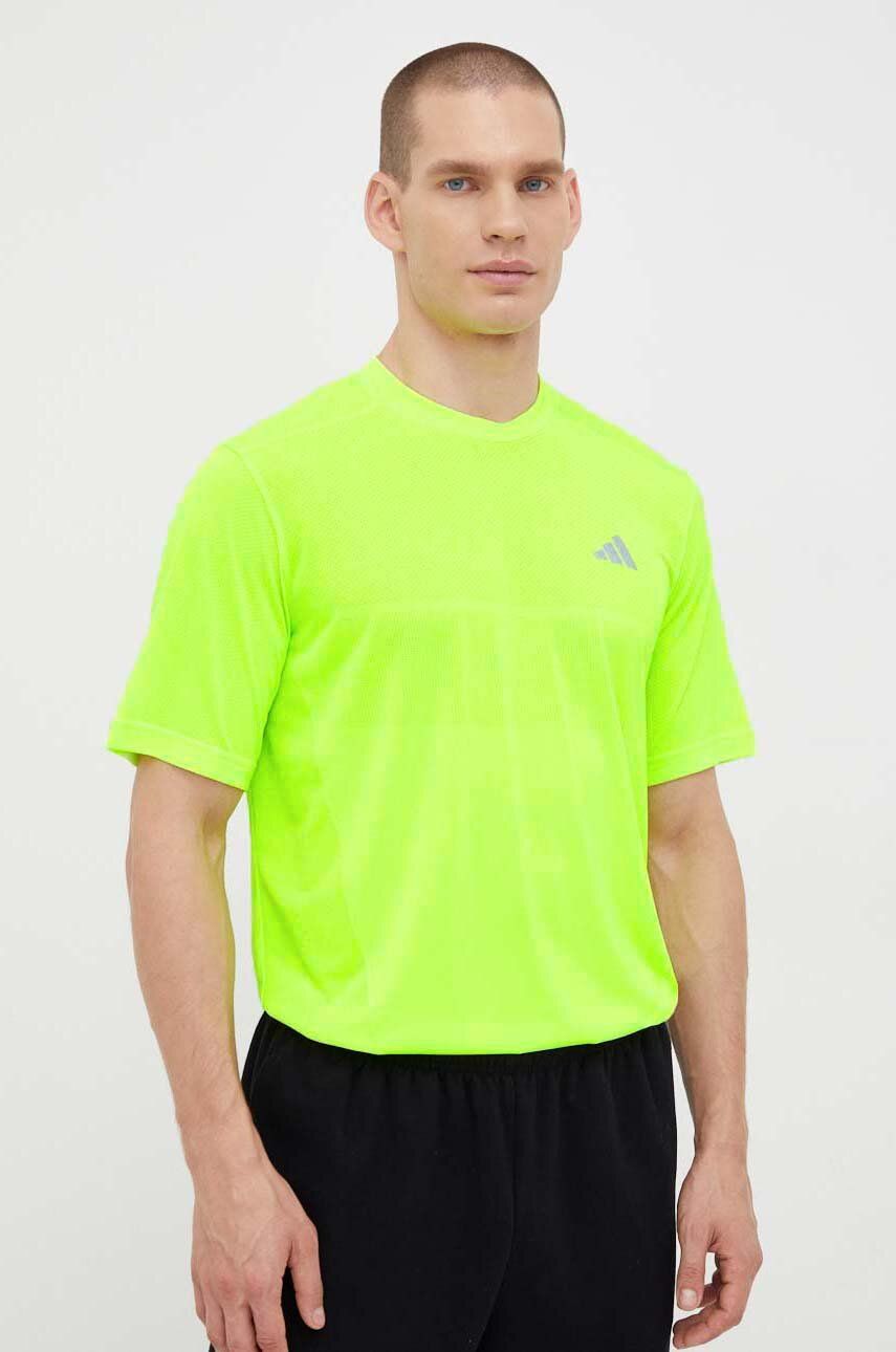 adidas Performance tricou de alergare Ultimate culoarea verde, neted adidas Performance tricou de alergare Ultimate culoarea verde, neted