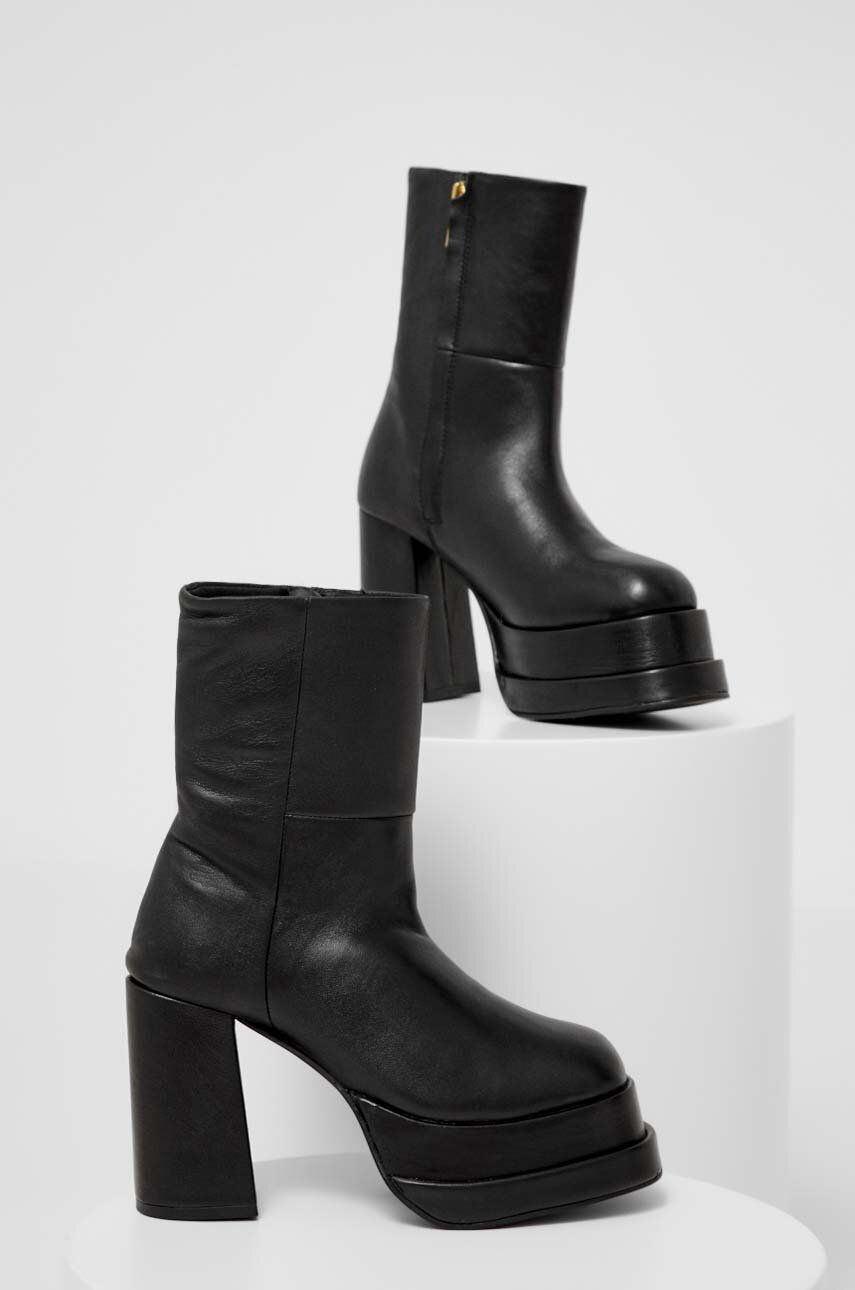 Answear Lab cizme de piele X limited collection NO SHAME femei, culoarea negru, cu toc drept Answear Lab cizme de piele X limited collection NO SHAME femei, culoarea negru, cu toc drept