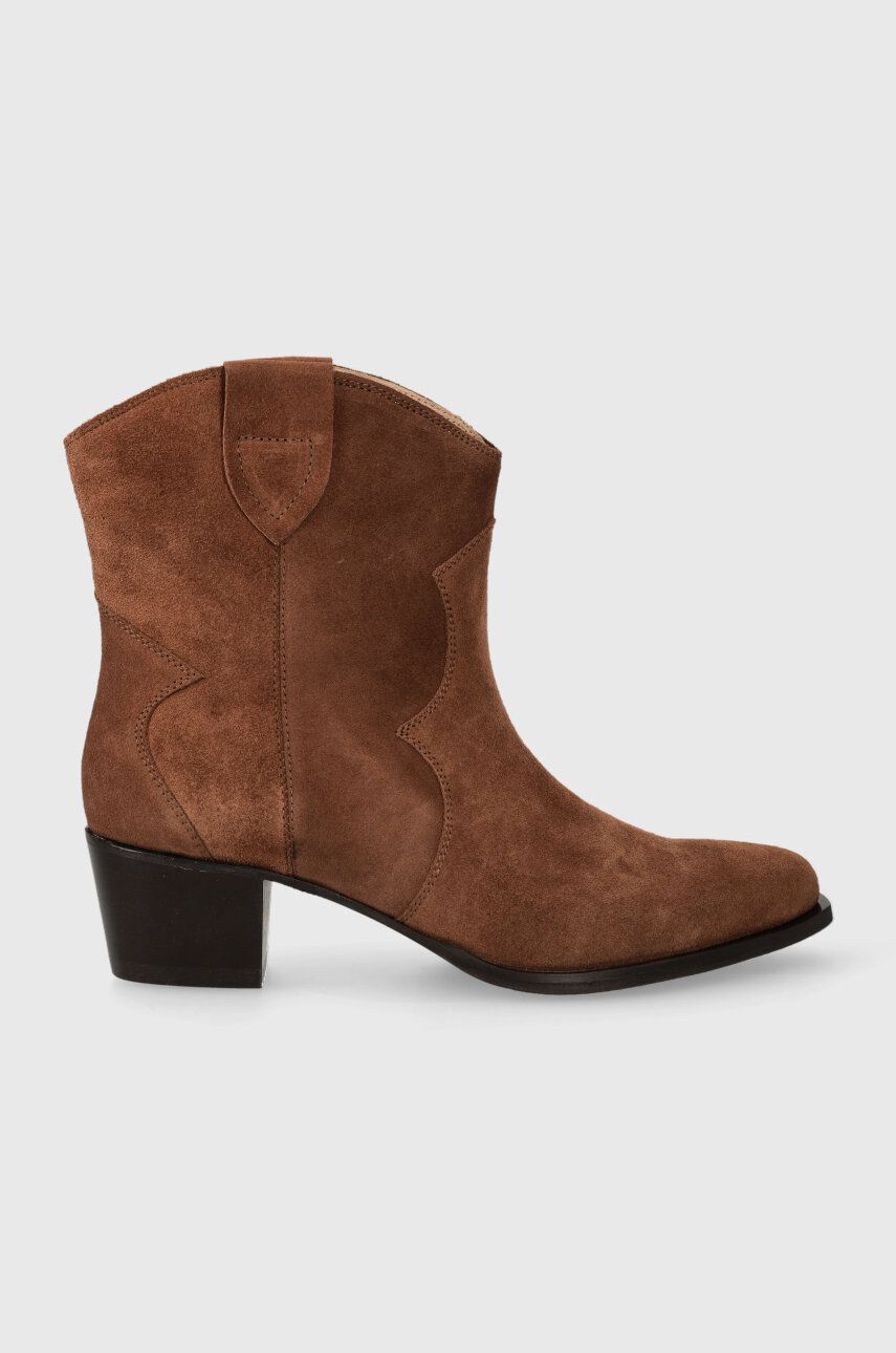 Charles Footwear cizme de cowboy din piele intoarsa Viola femei, culoarea maro, cu toc drept, Viola.Western.B.L.C Charles Footwear cizme de cowboy din piele intoarsa Viola femei, culoarea maro, cu toc drept, Viola.Western.B.L.C