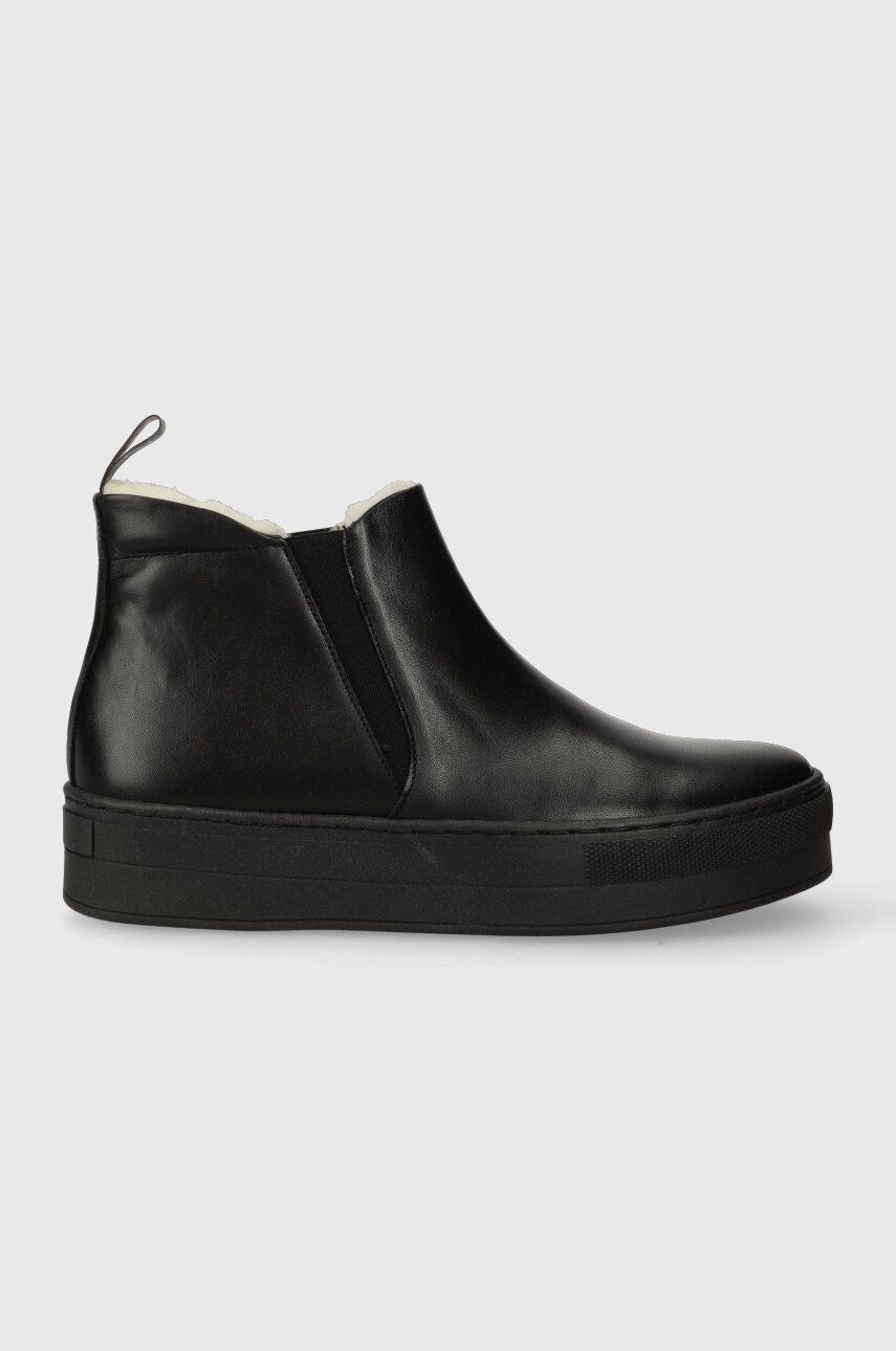Charles Footwear ghete chelsea de piele Nessa femei, culoarea negru, cu platforma, Nessa.Mini.Boots.Black Charles Footwear ghete chelsea de piele Nessa femei, culoarea negru, cu platforma, Nessa.Mini.Boots.Black