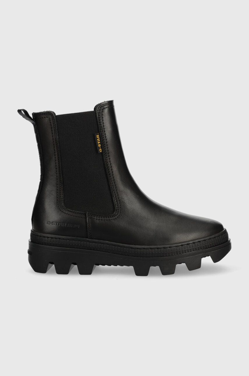 G-Star Raw ghete chelsea de piele NOXER CHS LEA femei, culoarea negru, cu platforma, 2241020720.BLK G-Star Raw ghete chelsea de piele NOXER CHS LEA femei, culoarea negru, cu platforma, 2241020720.BLK