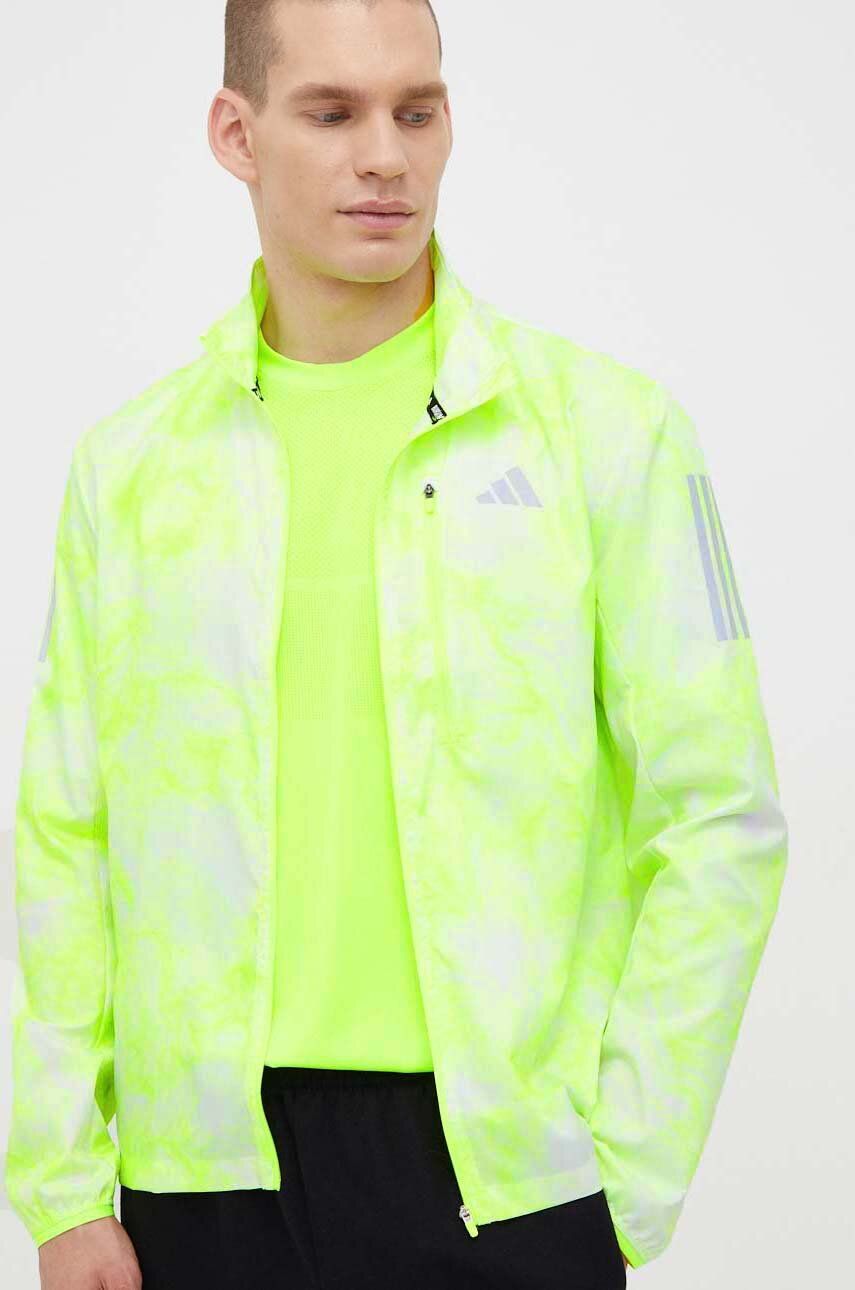 adidas Performance windbreaker Own the Run culoarea verde, de tranzitie adidas Performance windbreaker Own the Run culoarea verde, de tranzitie