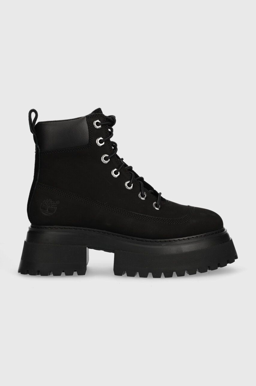 Timberland bocanci Timberland Sky 6In LaceUp femei, culoarea negru, cu toc plat, TB0A428J0011 Timberland bocanci Timberland Sky 6In LaceUp femei, culoarea negru, cu toc plat, TB0A428J0011