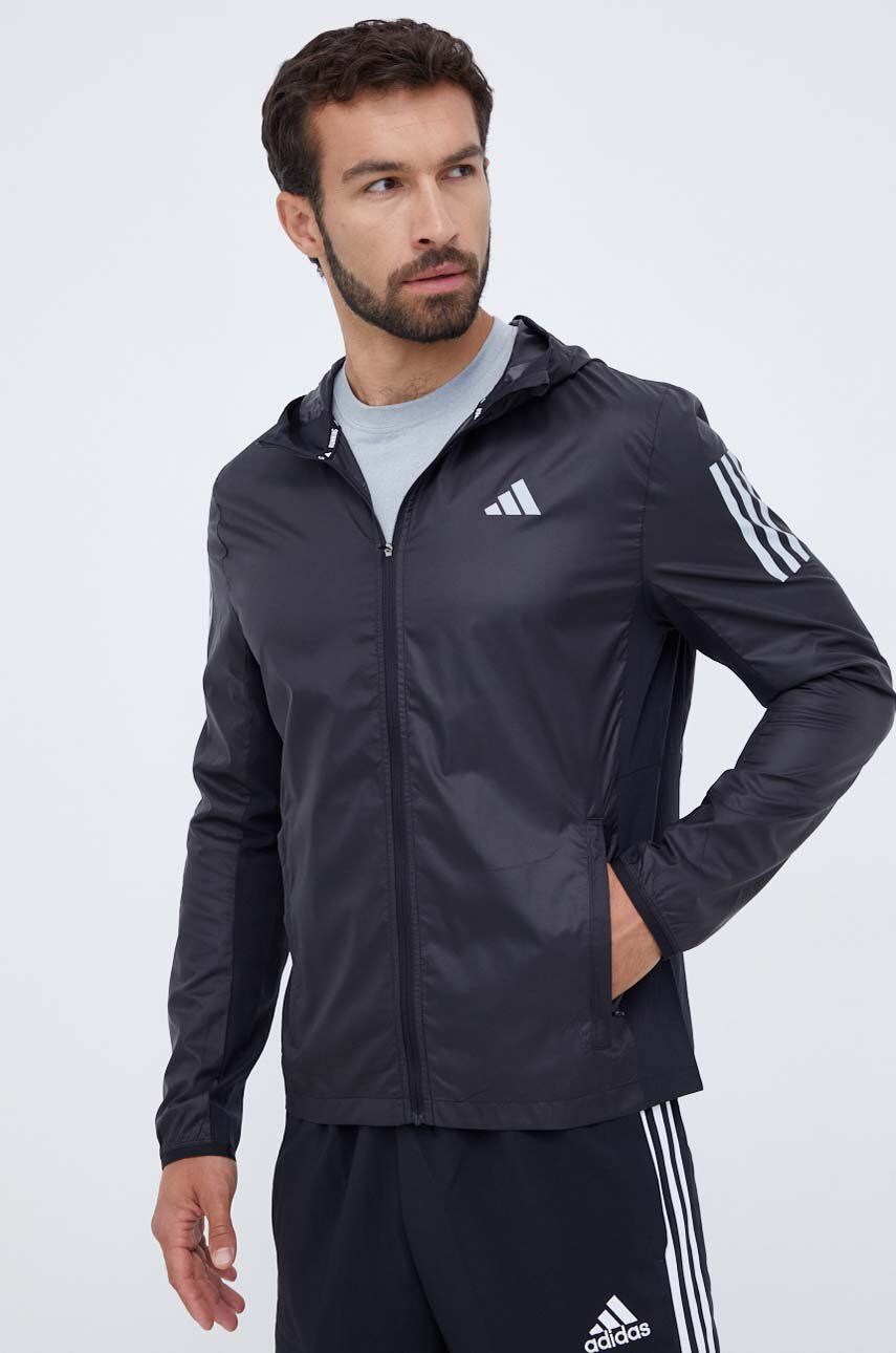 adidas Performance windbreaker Own the Run culoarea negru, de tranzitie adidas Performance windbreaker Own the Run culoarea negru, de tranzitie