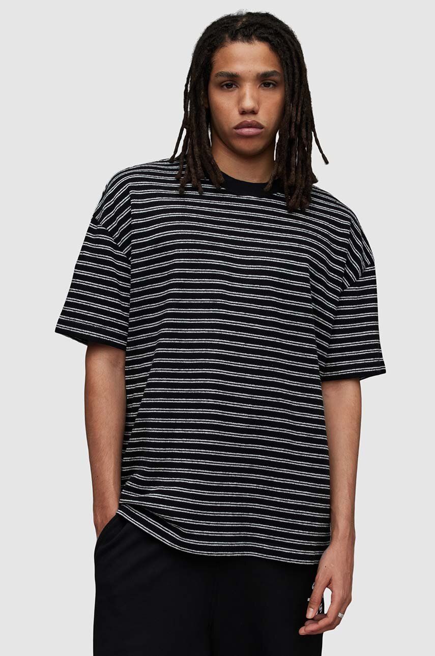 AllSaints tricou din bumbac RICKY SS CREW culoarea negru, modelator AllSaints tricou din bumbac RICKY SS CREW culoarea negru, modelator