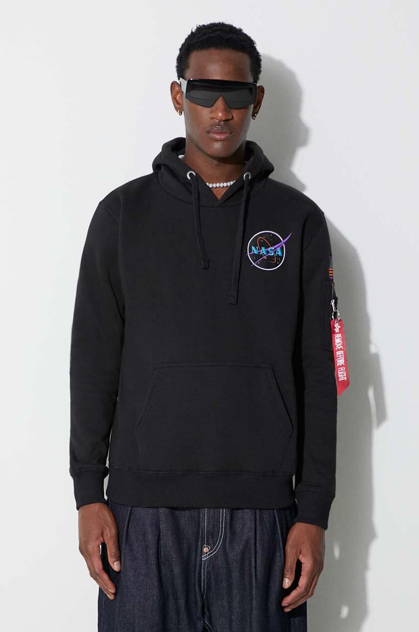Alpha Industries bluză x Nasa Space Shuttle Hoody bărbați, culoarea negru, cu glugă, cu imprimeu 178317.556 Alpha Industries bluză x Nasa Space Shuttle Hoody bărbați, culoarea negru, cu glugă, cu imprimeu 178317.556