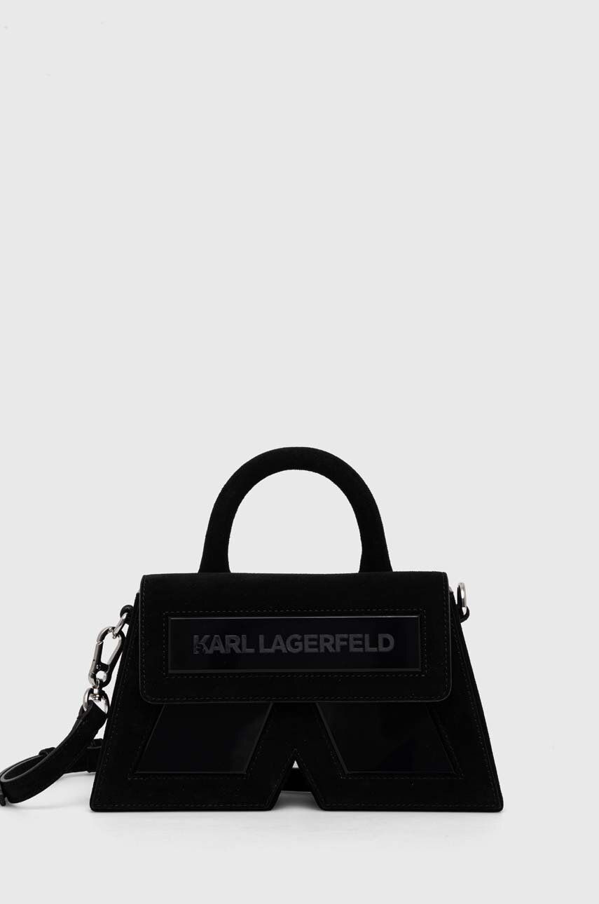 Karl Lagerfeld geanta de mana din piele intoarsa culoarea verde Karl Lagerfeld geanta de mana din piele intoarsa culoarea verde