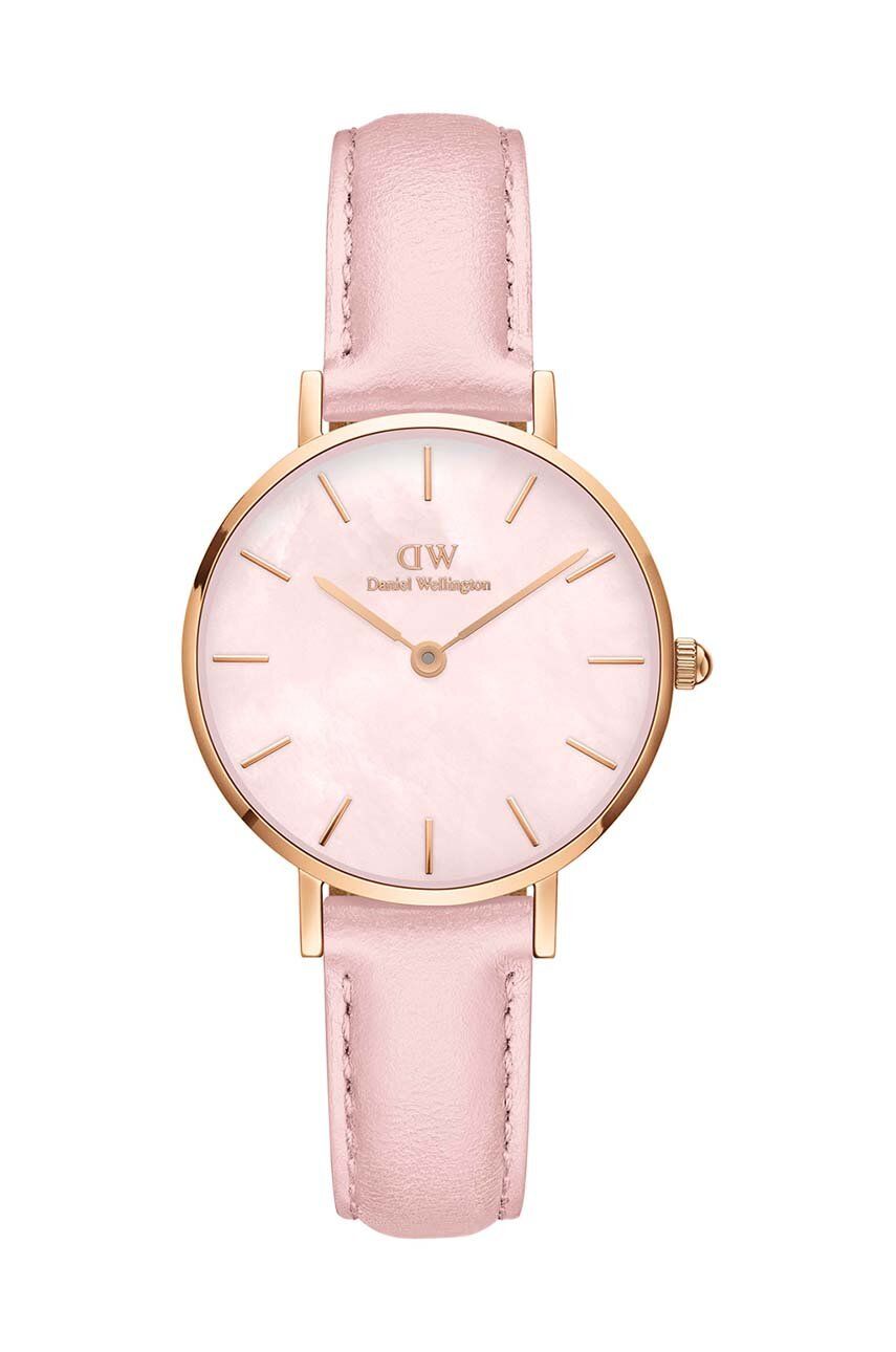 Daniel Wellington ceas Petite 28 Pink leather femei, culoarea roz Daniel Wellington ceas Petite 28 Pink leather femei, culoarea roz