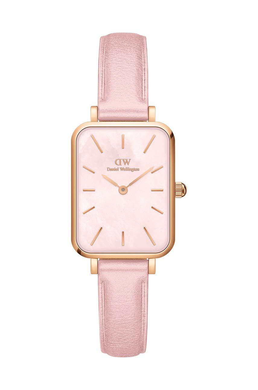 Daniel Wellington ceas Quadro Pink leather femei, culoarea roz Daniel Wellington ceas Quadro Pink leather femei, culoarea roz