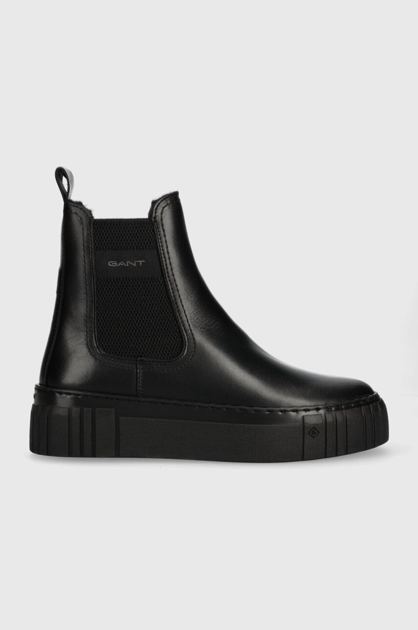 Gant cizme de piele Snowmont femei, culoarea negru, cu platforma, izolat, 27551372.G00 Gant cizme de piele Snowmont femei, culoarea negru, cu platforma, izolat, 27551372.G00