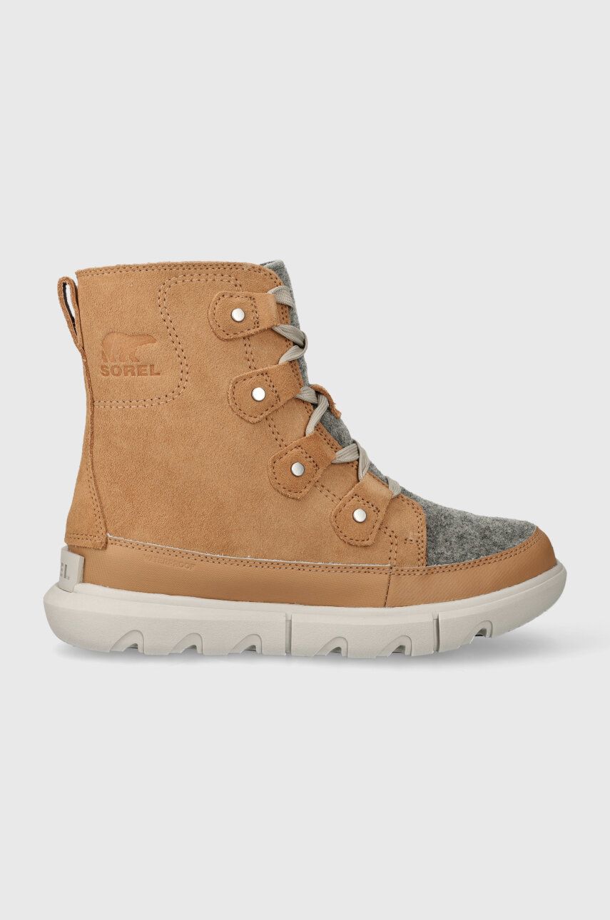Sorel botine EXPLORER NEXT JOAN WP FE femei, culoarea bej, cu toc plat, izolare usoara, 2068791253 Sorel botine EXPLORER NEXT JOAN WP FE femei, culoarea bej, cu toc plat, izolare usoara, 2068791253