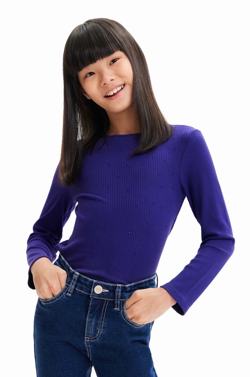 Desigual longsleeve din bumbac pentru copii culoarea albastru marin Desigual longsleeve din bumbac pentru copii culoarea albastru marin