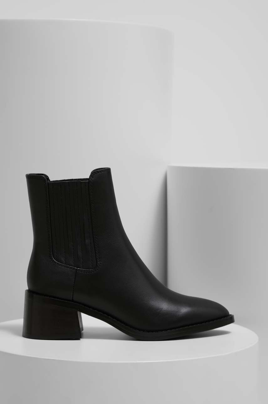 Answear Lab ghete chelsea de piele femei, culoarea negru, cu toc drept Answear Lab ghete chelsea de piele femei, culoarea negru, cu toc drept