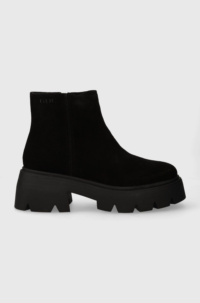 GOE cizme din piele intoarsa femei, culoarea negru, cu toc drept, MM2N4057.BLACK GOE cizme din piele intoarsa femei, culoarea negru, cu toc drept, MM2N4057.BLACK