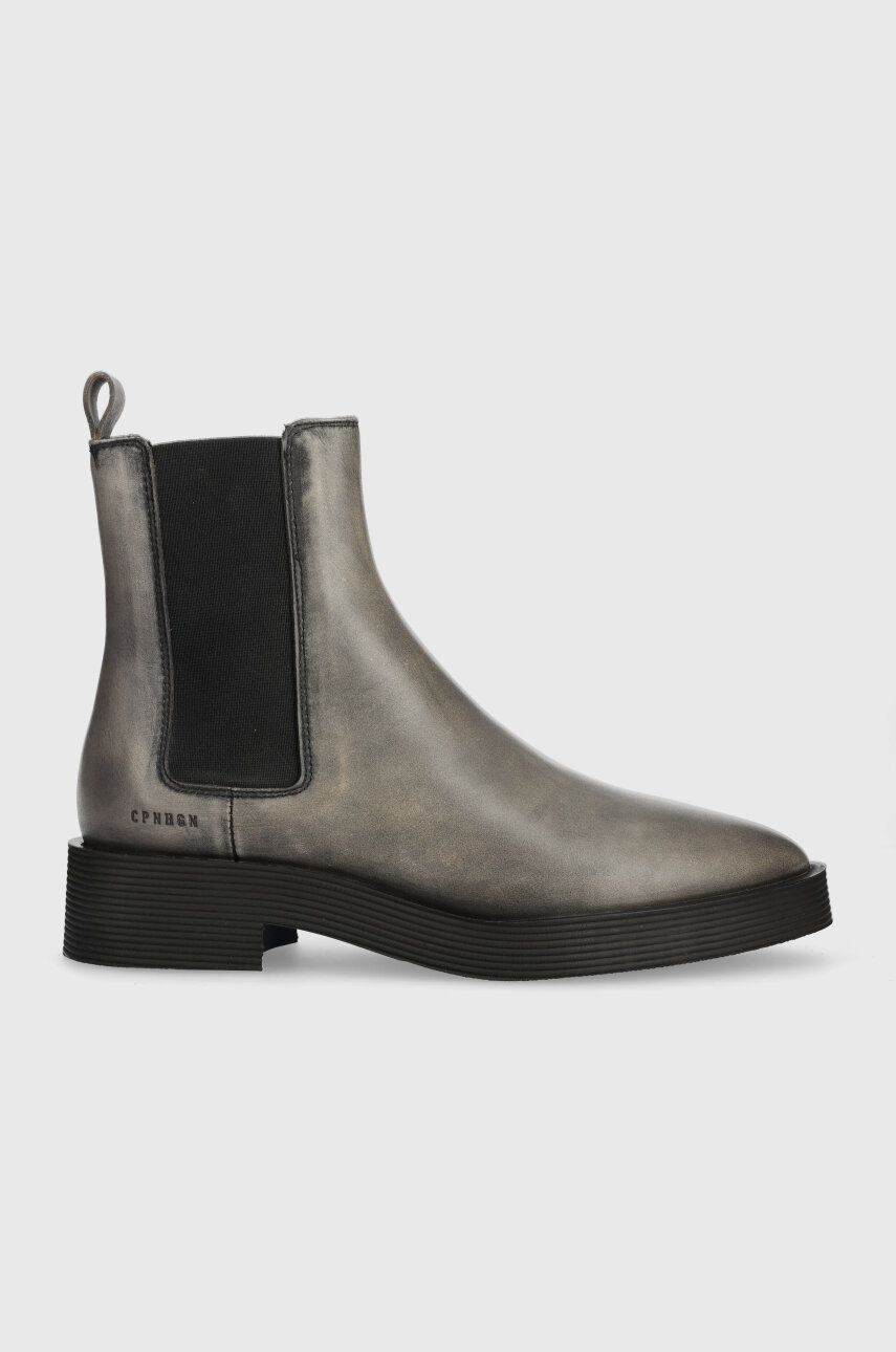 Copenhagen ghete chelsea de piele femei, culoarea gri, cu toc plat, CPH662 used vitello Copenhagen ghete chelsea de piele femei, culoarea gri, cu toc plat, CPH662 used vitello