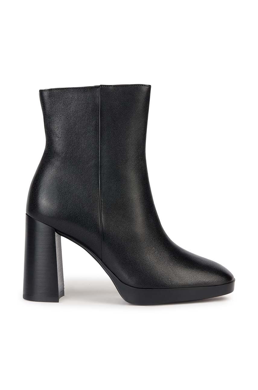 Geox cizme de piele D TEULADA C femei, culoarea negru, cu toc drept, D36VLC 000LM C9999 Geox cizme de piele D TEULADA C femei, culoarea negru, cu toc drept, D36VLC 000LM C9999