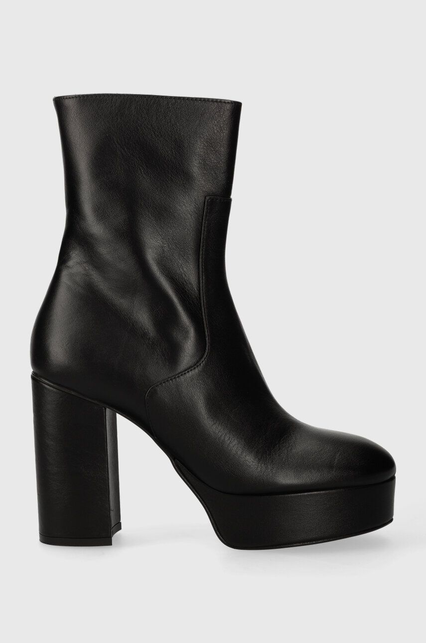 Alohas cizme de piele Thunder femei, culoarea negru, cu toc drept, S00193.25 Alohas cizme de piele Thunder femei, culoarea negru, cu toc drept, S00193.25