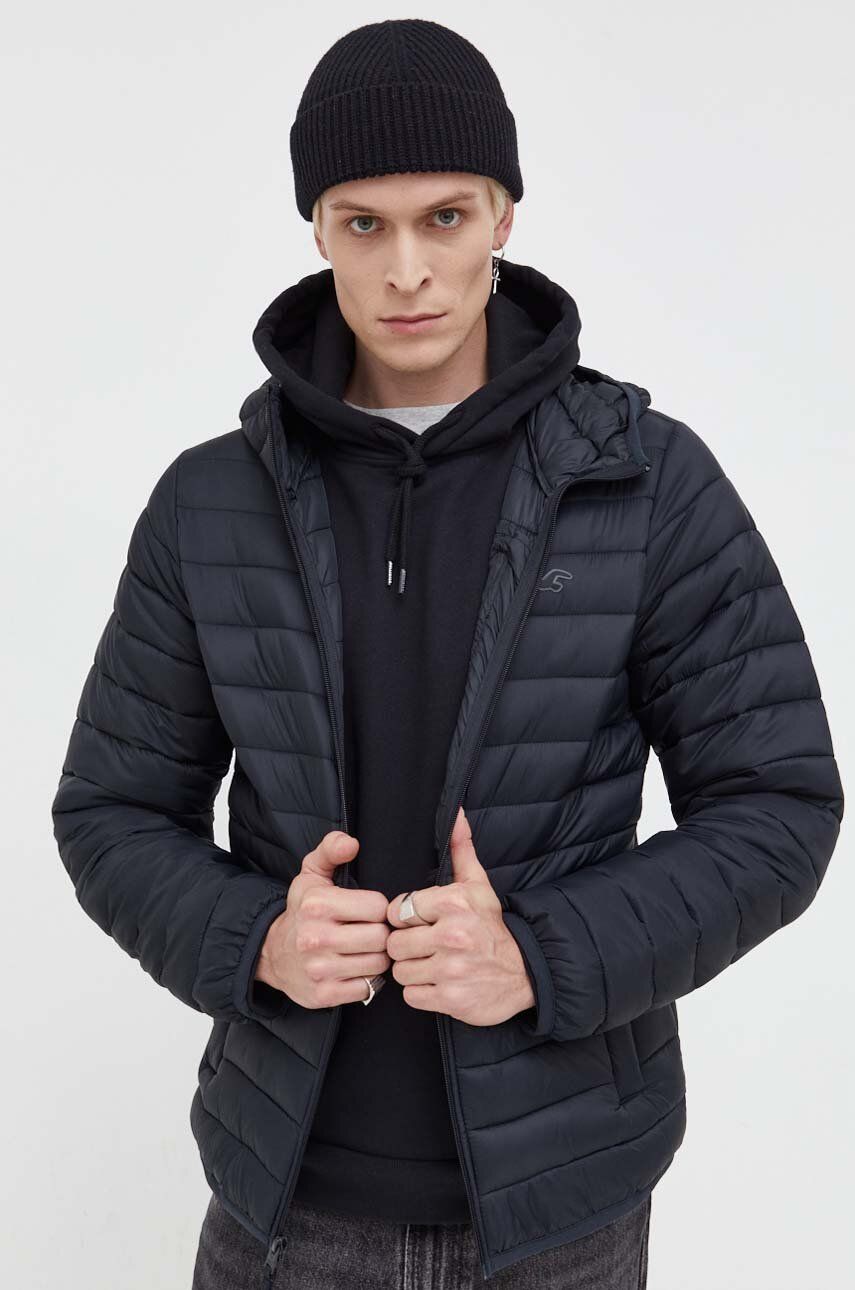 Hollister Co. geaca barbati, culoarea negru, de tranzitie Hollister Co. geaca barbati, culoarea negru, de tranzitie