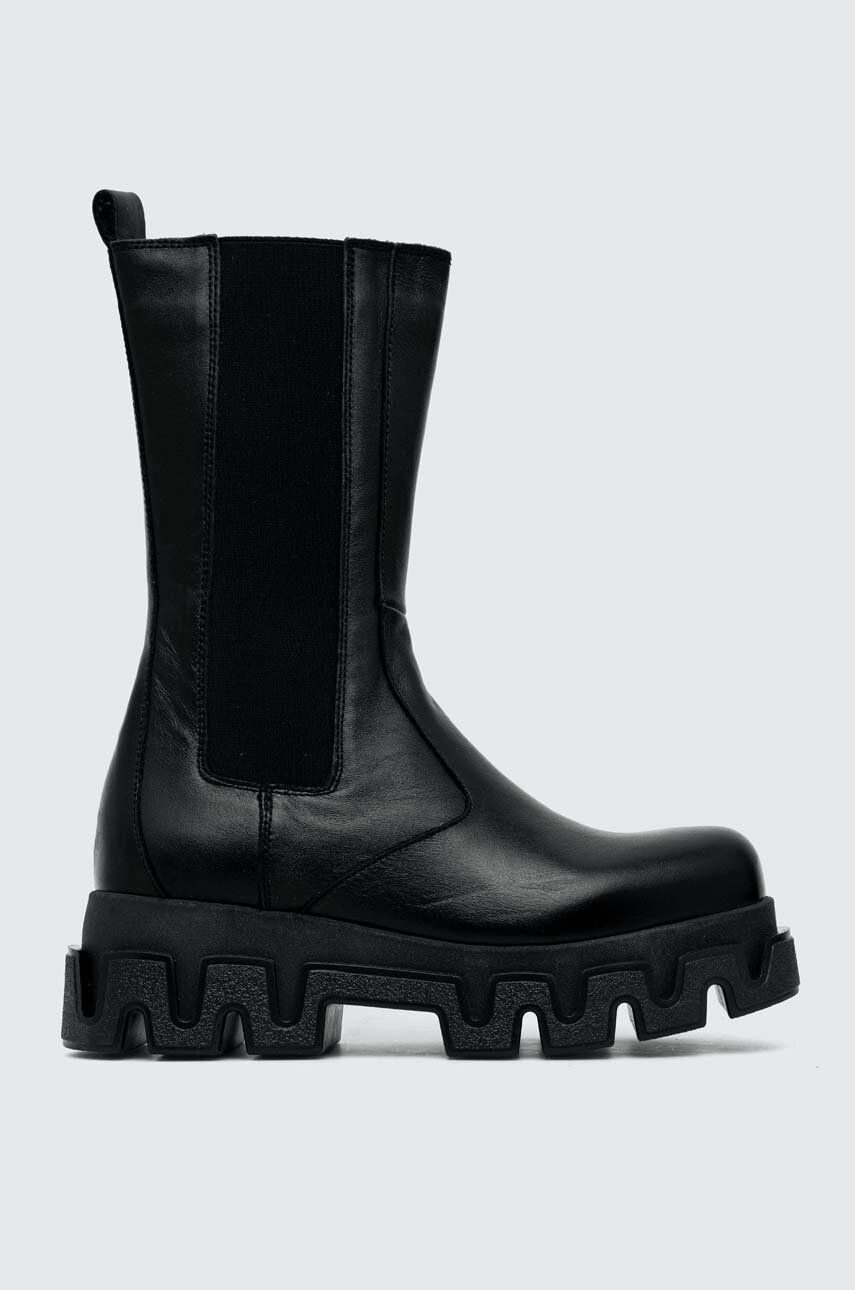 Alohas cizme de piele Anastasia femei, culoarea negru, cu platforma, S100090.01 Alohas cizme de piele Anastasia femei, culoarea negru, cu platforma, S100090.01
