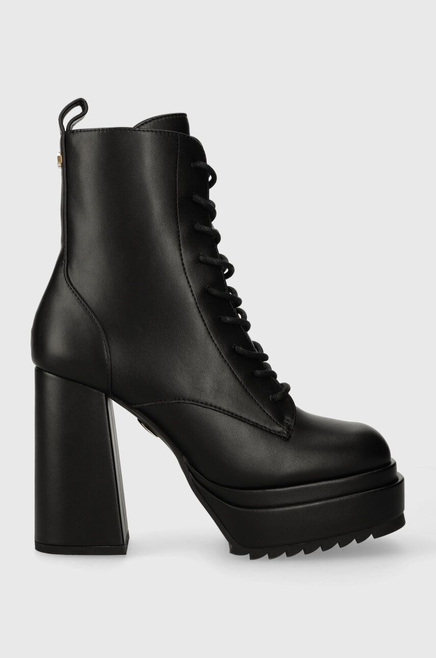 Buffalo botine May W Lace Up Boot femei, culoarea negru, cu toc drept, 1220029 Buffalo botine May W Lace Up Boot femei, culoarea negru, cu toc drept, 1220029
