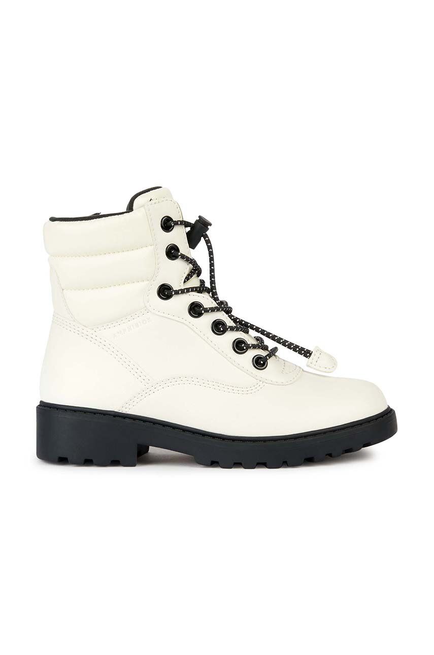 Geox botine J CASEY B ABX femei, culoarea alb, cu toc plat, J367ZB 0BCLV C1M9B Geox botine J CASEY B ABX femei, culoarea alb, cu toc plat, J367ZB 0BCLV C1M9B