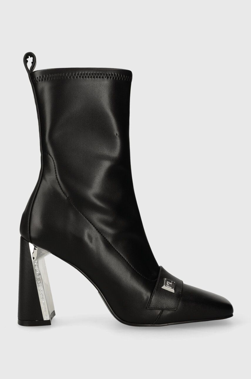 Karl Lagerfeld cizme de piele MASQUE femei, culoarea negru, cu toc drept, KL30760 Karl Lagerfeld cizme de piele MASQUE femei, culoarea negru, cu toc drept, KL30760