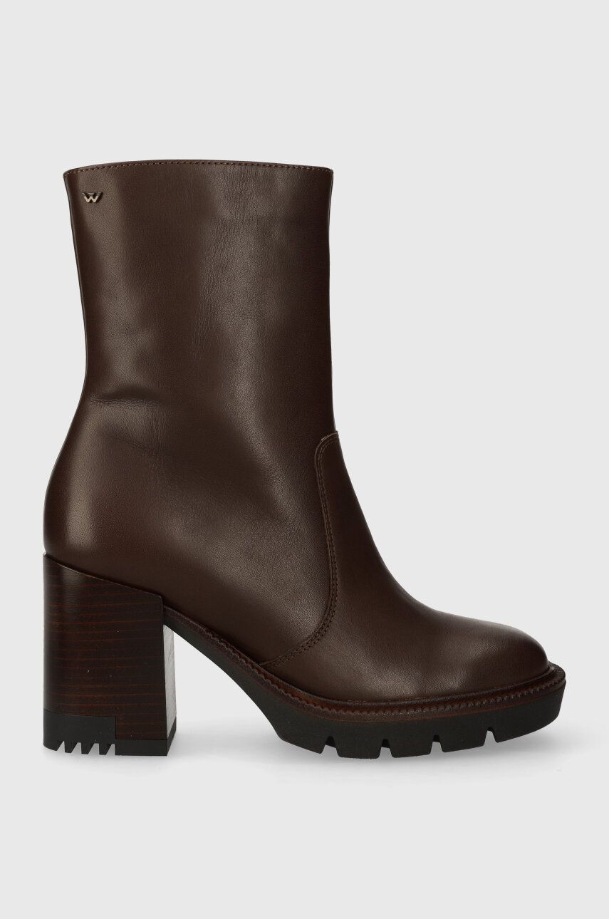 Wojas cizme de piele femei, culoarea maro, cu toc drept, izolare usoara, 5522552 Wojas cizme de piele femei, culoarea maro, cu toc drept, izolare usoara, 5522552