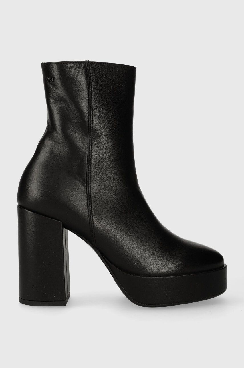 Wojas cizme de piele femei, culoarea negru, cu toc drept, 5521351 Wojas cizme de piele femei, culoarea negru, cu toc drept, 5521351