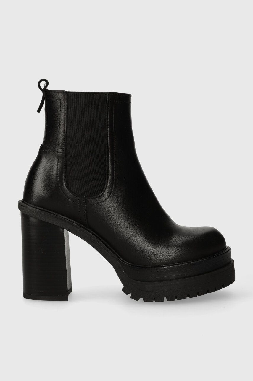 Wojas ghete chelsea de piele femei, culoarea negru, cu toc drept, 5522351 Wojas ghete chelsea de piele femei, culoarea negru, cu toc drept, 5522351