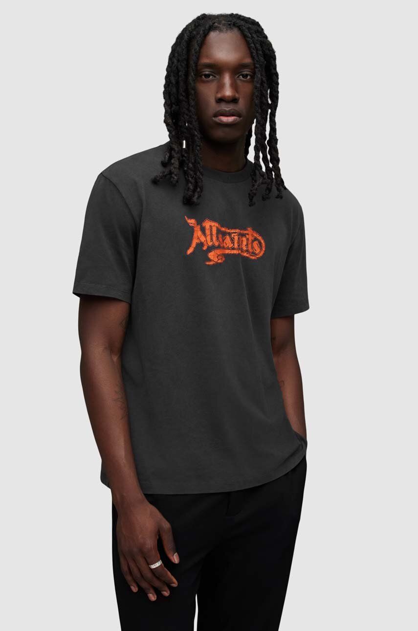 AllSaints tricou MG012Z CEECEE SS CREW barbati, culoarea negru, cu imprimeu AllSaints tricou MG012Z CEECEE SS CREW barbati, culoarea negru, cu imprimeu