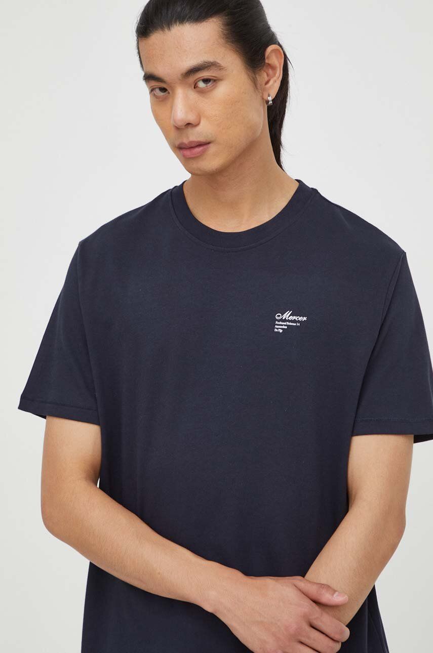 Mercer Amsterdam tricou din bumbac culoarea albastru marin, neted Mercer Amsterdam tricou din bumbac culoarea albastru marin, neted