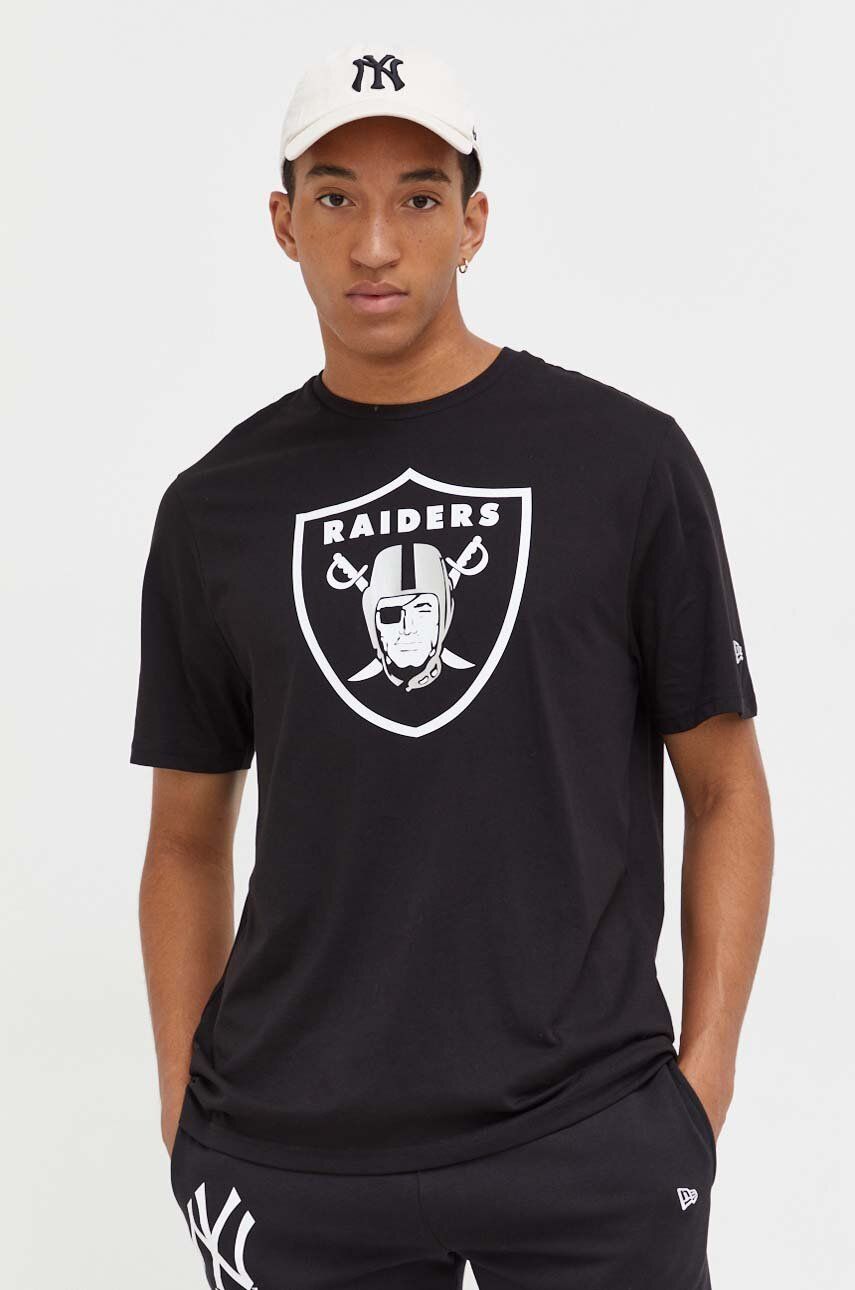 New Era tricou din bumbac culoarea negru, cu imprimeu, LAS VEGAS RAIDERS New Era tricou din bumbac culoarea negru, cu imprimeu, LAS VEGAS RAIDERS
