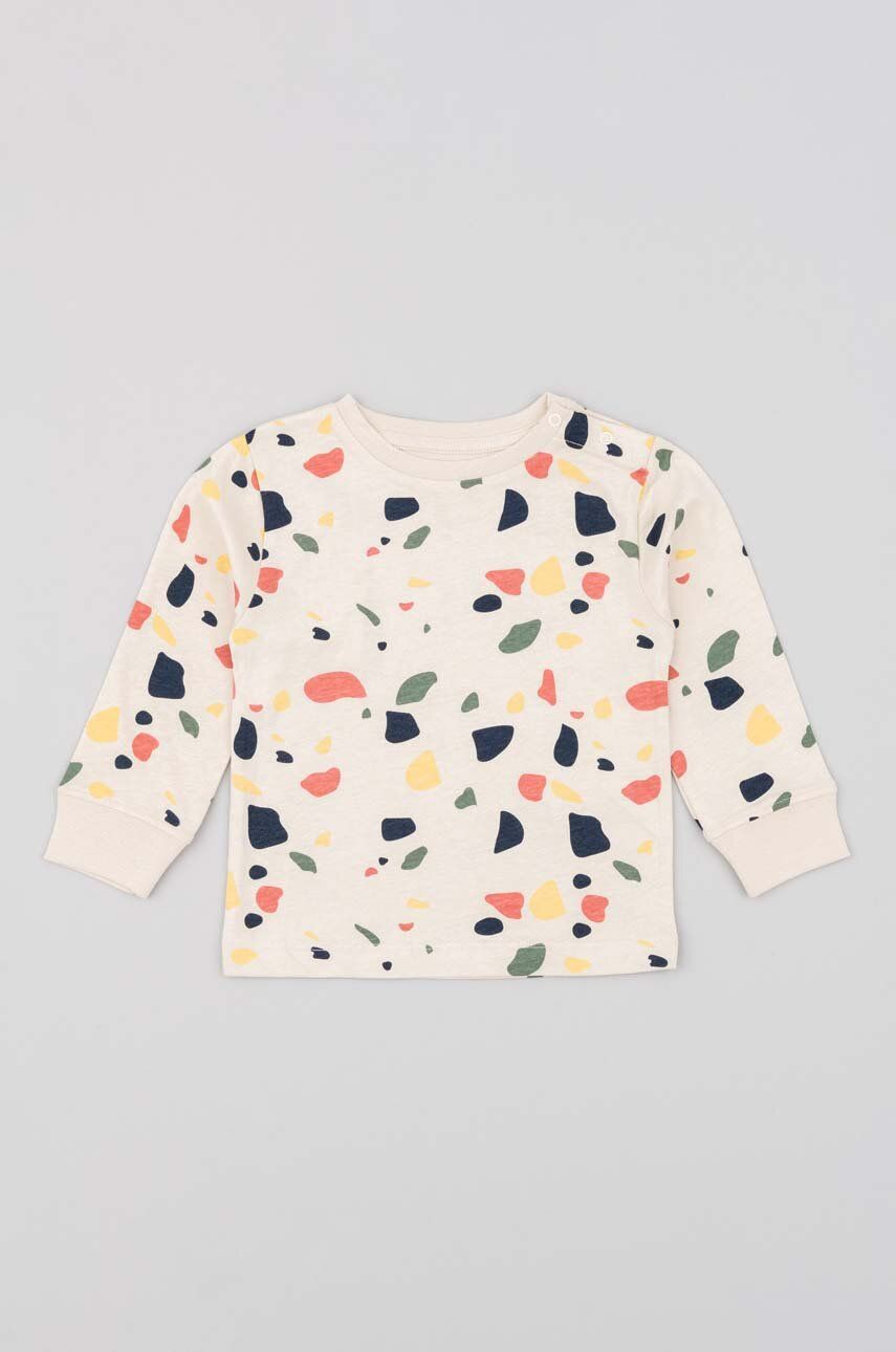 zippy longsleeve din bumbac pentru bebeluși culoarea bej, modelator zippy longsleeve din bumbac pentru bebeluși culoarea bej, modelator