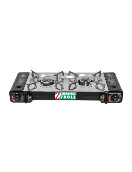Aragaz camping cu 2 ochiuri, aprindere electrica, putere 2x2.5kw, din inox cu tava gril si cutie de transportat / ZTS 5619 Engros Aragaz camping cu 2 ochiuri, aprindere electrica, putere 2x2.5kw, din inox cu tava gril si cutie de transportat / ZTS 5619 Engros