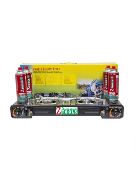 Pachet aragaz camping cu 2 ochiuri, aprindere electrica, putere 2x2.5kw + 4 butelii 410ml / ZTS 5618_1 Engros Pachet aragaz camping cu 2 ochiuri, aprindere electrica, putere 2x2.5kw + 4 butelii 410ml / ZTS 5618_1 Engros