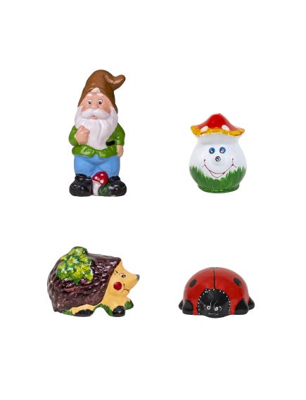 Pachet decor pentru gradina din ceramica, pitic, arici, ciuperca si buburuza / EXT 10222 Engros Pachet decor pentru gradina din ceramica, pitic, arici, ciuperca si buburuza / EXT 10222 Engros