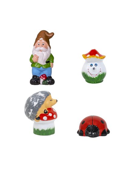 Pachet decor pentru gradina din ceramica, pitic, ciuperca, buburuza si arici / EXT 10224 Engros Pachet decor pentru gradina din ceramica, pitic, ciuperca, buburuza si arici / EXT 10224 Engros