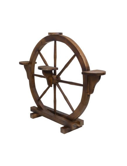 Suport din lemn pentru 4 flori, model roata maro, 104x83cm / EXT 10788 Engros Suport din lemn pentru 4 flori, model roata maro, 104x83cm / EXT 10788 Engros