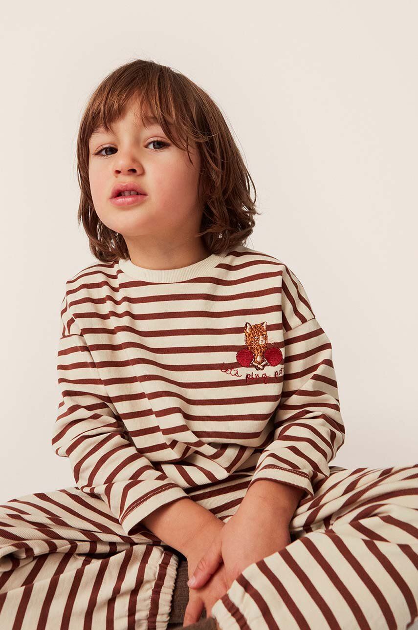 Konges Sløjd longsleeve din bumbac pentru copii culoarea bej, modelator Konges Sløjd longsleeve din bumbac pentru copii culoarea bej, modelator