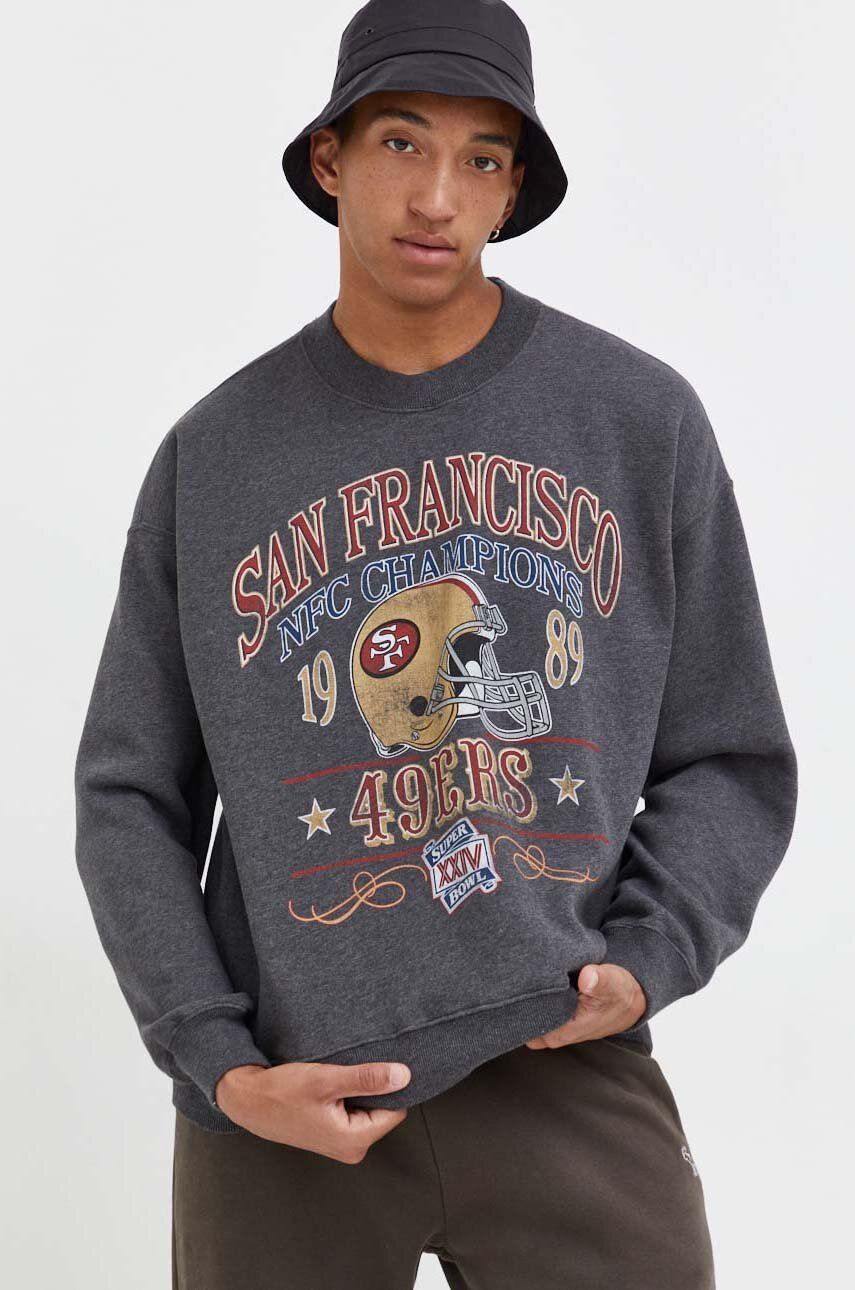 Abercrombie & Fitch bluza x NFL barbati, culoarea gri, modelator Abercrombie & Fitch bluza x NFL barbati, culoarea gri, modelator