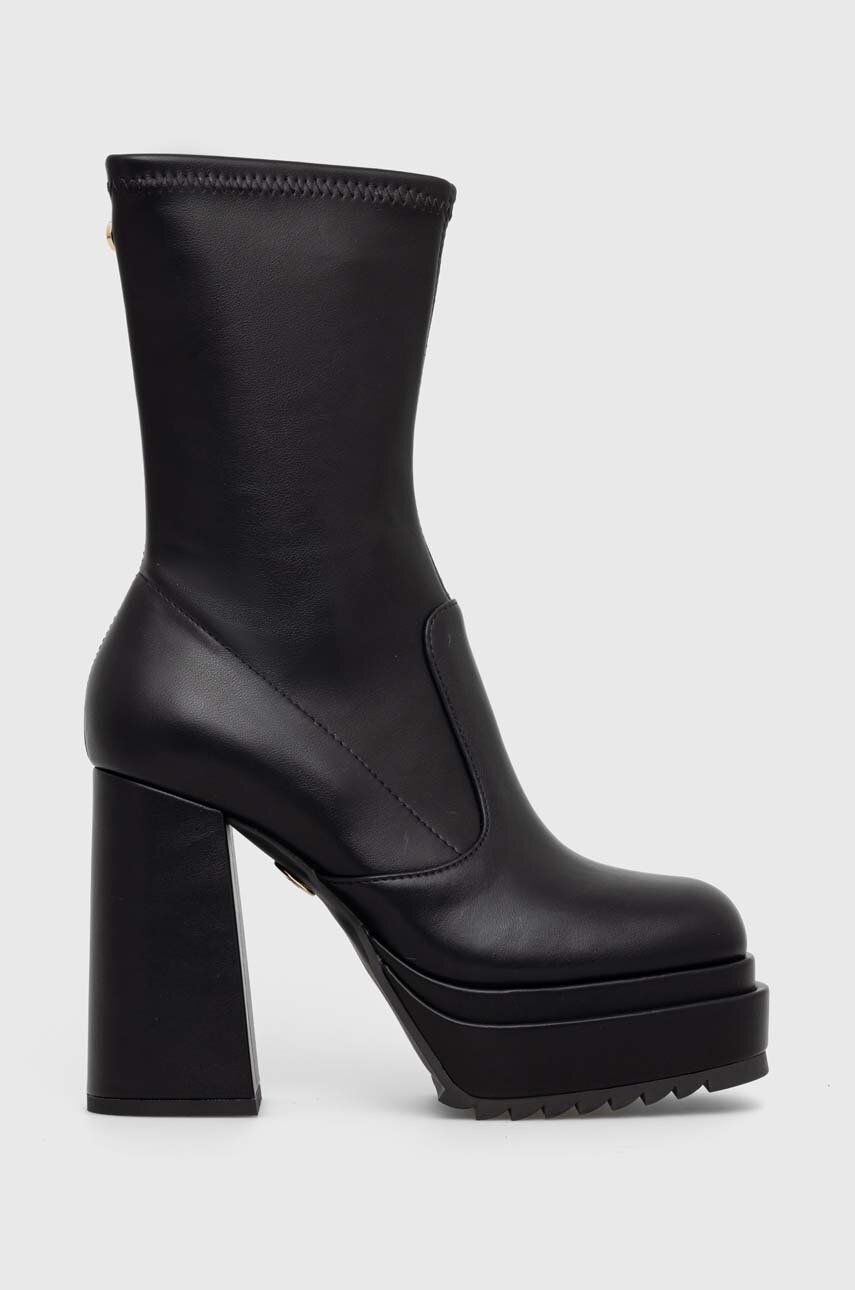 Buffalo botine May W Sock femei, culoarea negru, cu toc drept, 1220030 Buffalo botine May W Sock femei, culoarea negru, cu toc drept, 1220030