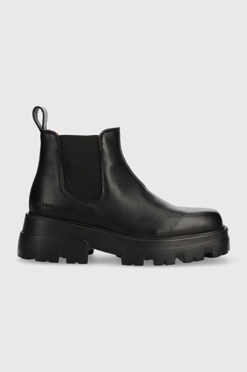 Copenhagen ghete chelsea de piele femei, culoarea negru, cu toc plat, CPH155 vitello Copenhagen ghete chelsea de piele femei, culoarea negru, cu toc plat, CPH155 vitello