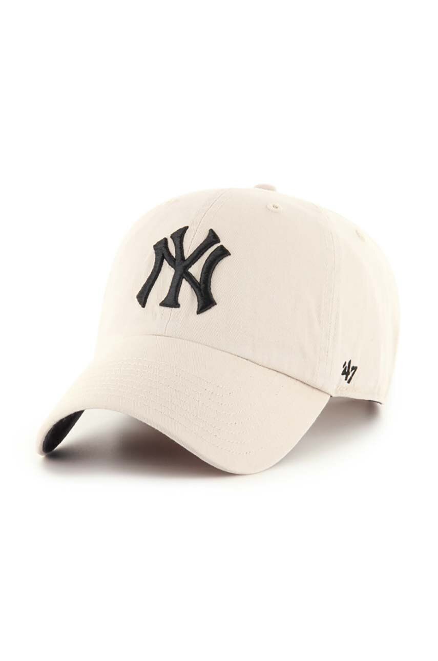 47brand sapca MLB New York Yankees culoarea bej, cu imprimeu 47brand sapca MLB New York Yankees culoarea bej, cu imprimeu