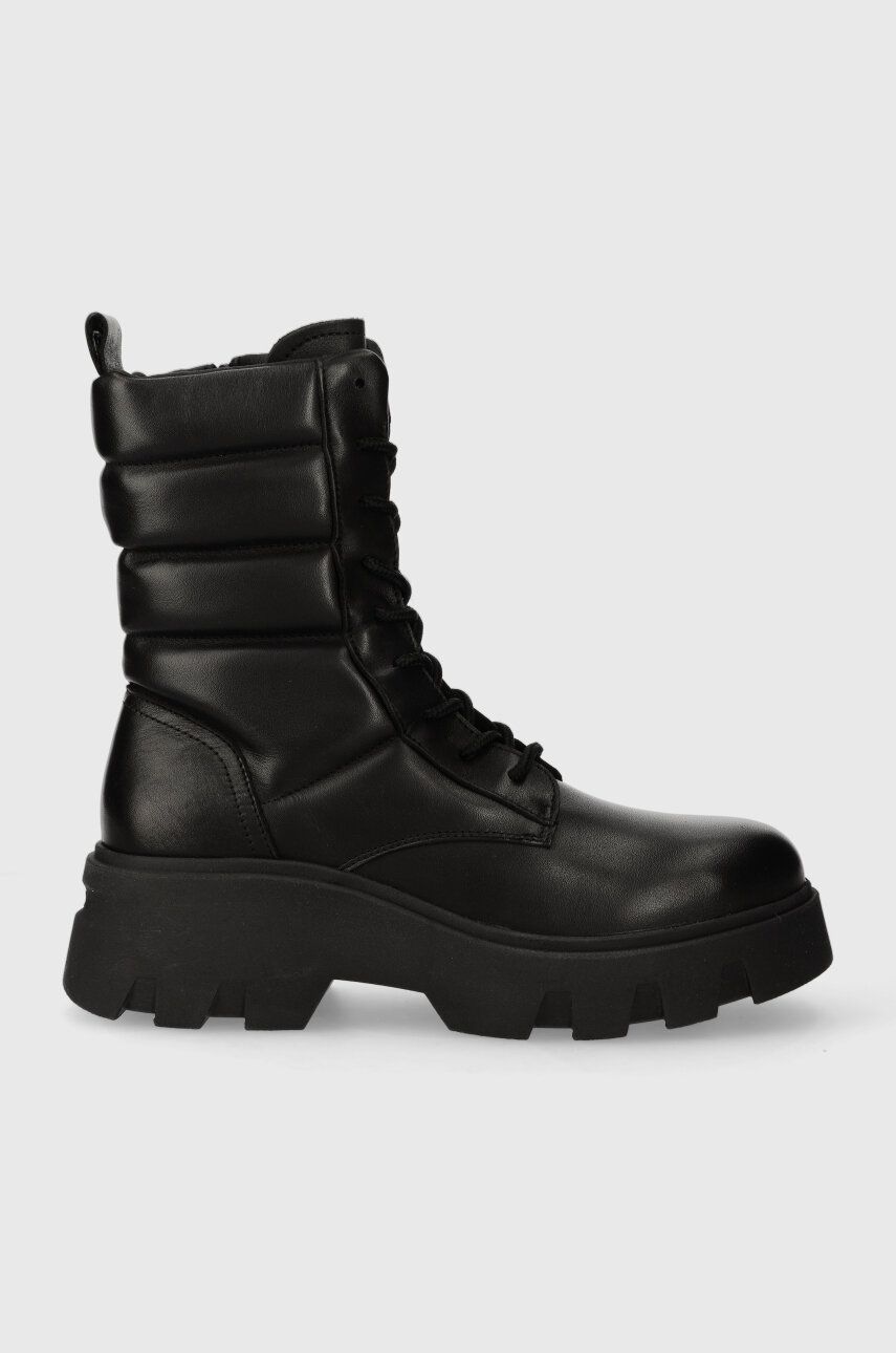 Marc O'Polo bocanci de piele femei, culoarea negru, cu platforma, 30918076301100 MM2M3017 Marc O'Polo bocanci de piele femei, culoarea negru, cu platforma, 30918076301100 MM2M3017