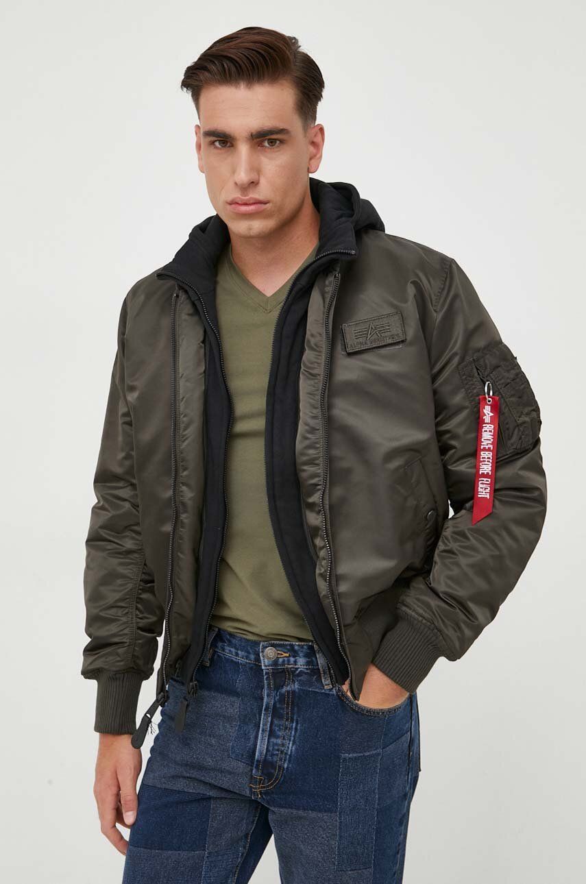 Alpha Industries geaca bomber MA-1 D-Tec barbati, culoarea verde, de iarna Alpha Industries geaca bomber MA-1 D-Tec barbati, culoarea verde, de iarna